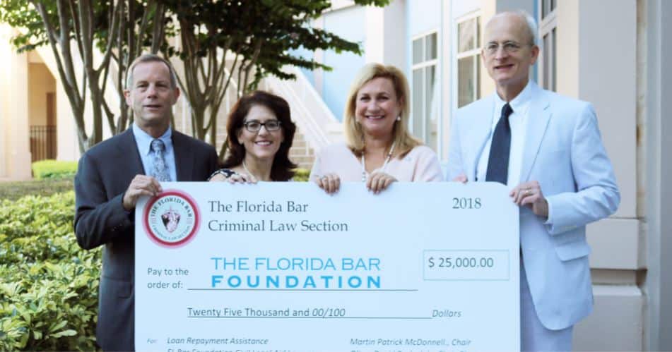 Criminal Law Section members David Rothman and Hon. Angelica D. Zayas, Foundation President Juliette E. Lippman and Section Chair Oliver David Barksdale